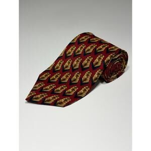 J. Garcia 100% Silk Tie USA MADE Red Abstract Art Pattern Neck Tie Size 57X3.8 "